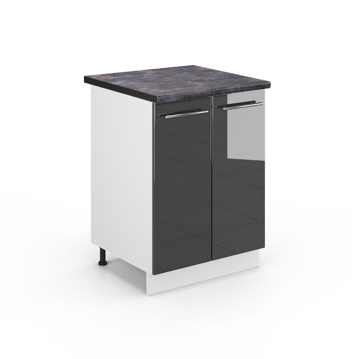 KÜCHENUNTERSCHRANK Fame-Line Anthrazit Hochglanz 60 cm, AP Anthrazit - Anthrazit/Weiß, Holzwerkstoff (60/82/60cm) - Vicco