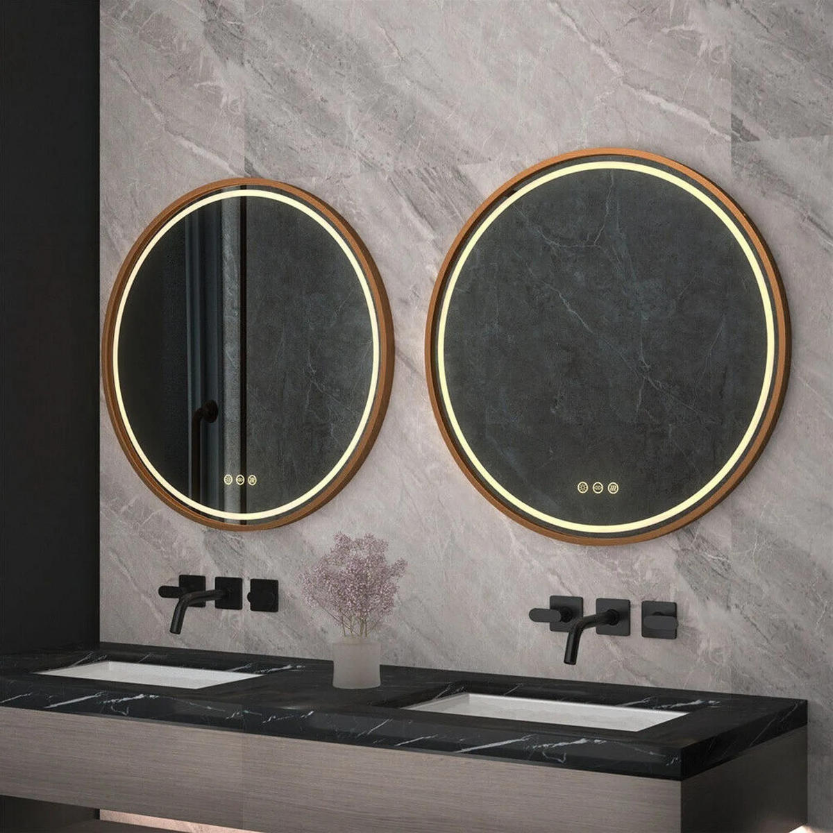 SPIEGEL Rea Led 50cm Mmj Brush Copper - Kupferfarben, Glas (50/50/50cm) - REA