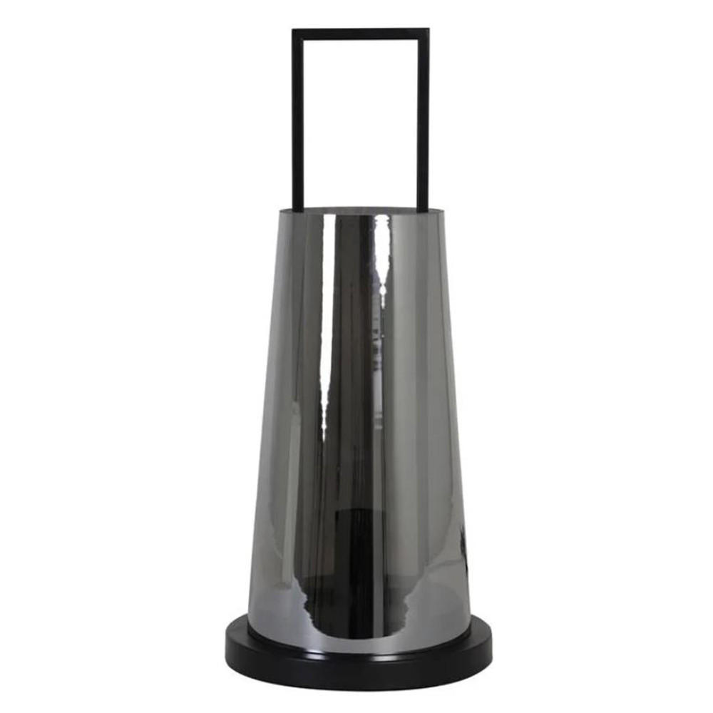 TISCHLEUCHTE Amando Ø23 x 53 cm, Rauchglas, Metall grau - Grau, Glas (53/23/53cm) - Light & Living