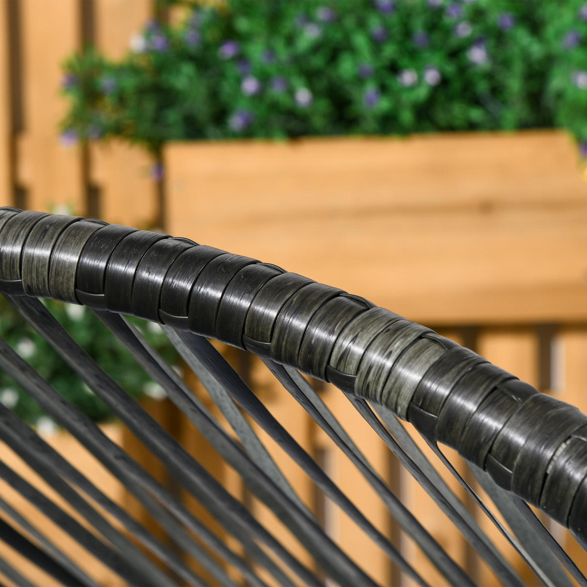 RATTANSESSEL DE-06721 Outdoor-Sessel, PE-Rattan, mit Kissen Grau/Schwarz - Grau, Kunststoff/Metall (75/143/89cm) - ComfortXL