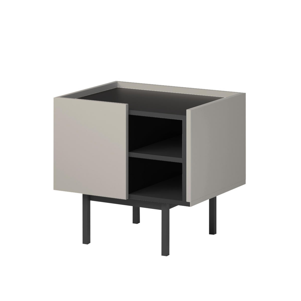 LINKER Nachttisch auf Beinen Noel 50 Kaschmir/Schwarz - Kaschmir/Schwarz, Holzwerkstoff/Metall (53/50/42cm) - mzm24