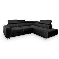 ROHOVÁ SEDAČKA NOLA černá - stříbrná/černá, kov/dřevo (253/190cm) - MASSENO