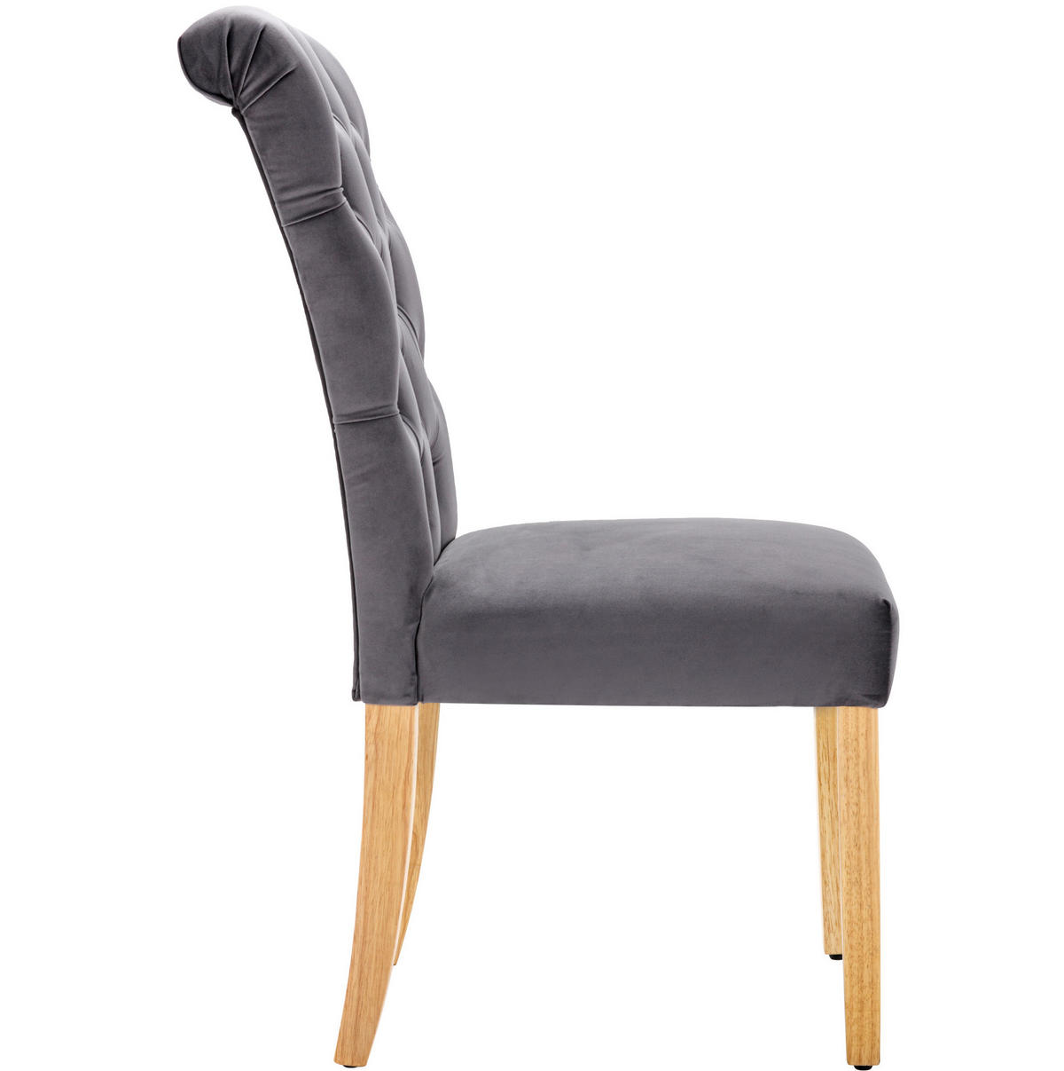 ESSZIMMERSTUHL 6er-Set Samt Grey mit Eichenbeinen - Grau, Holz (43/100/63.2cm) - Meubliv