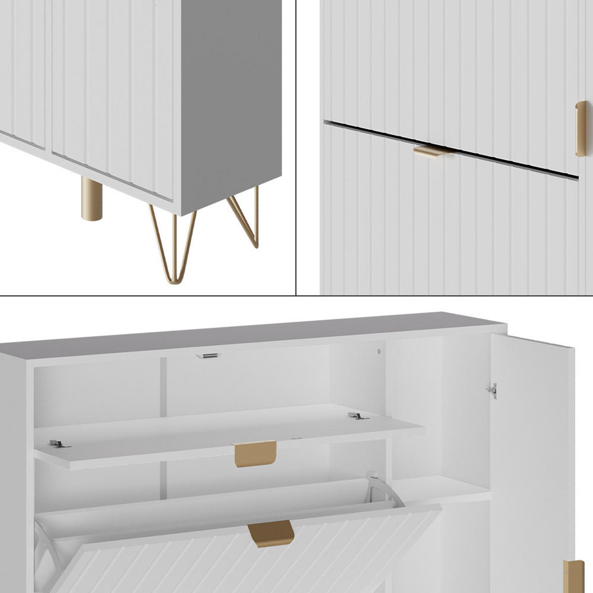 SCHUHSCHRANK Helge Weiß 108 x 107.5 cm - Weiß, Holzwerkstoff (108/107.5/23.5cm) - Vicco