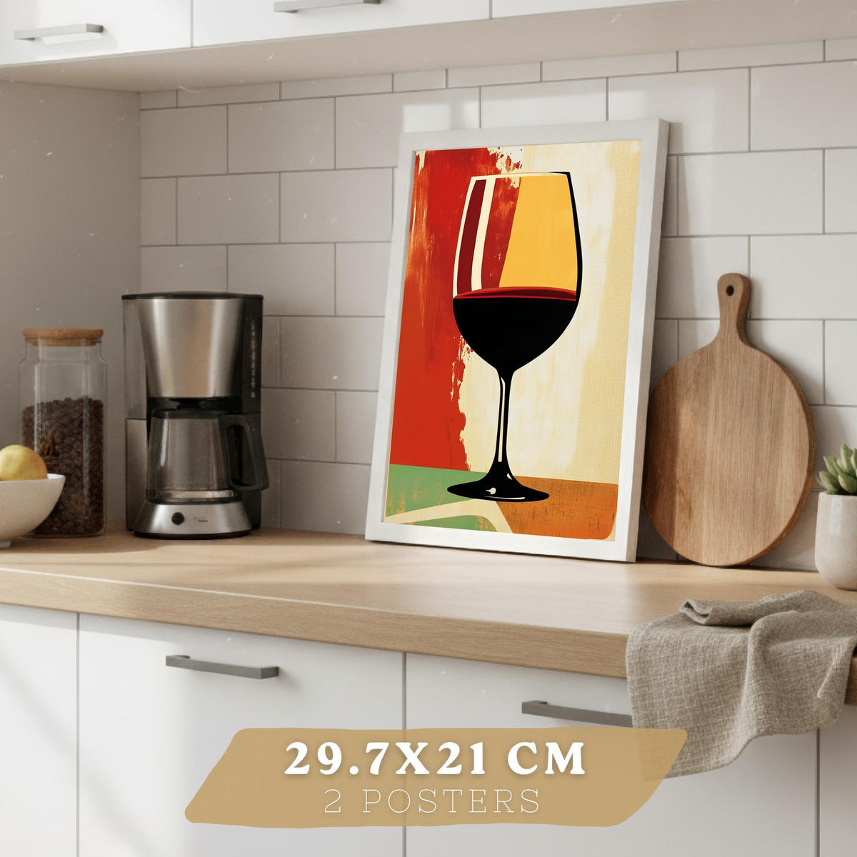 PLAKAT Sada 2 Retro 2 A4 Bílý rám - bílá, papír (29.7/1/21cm) - Nacnic