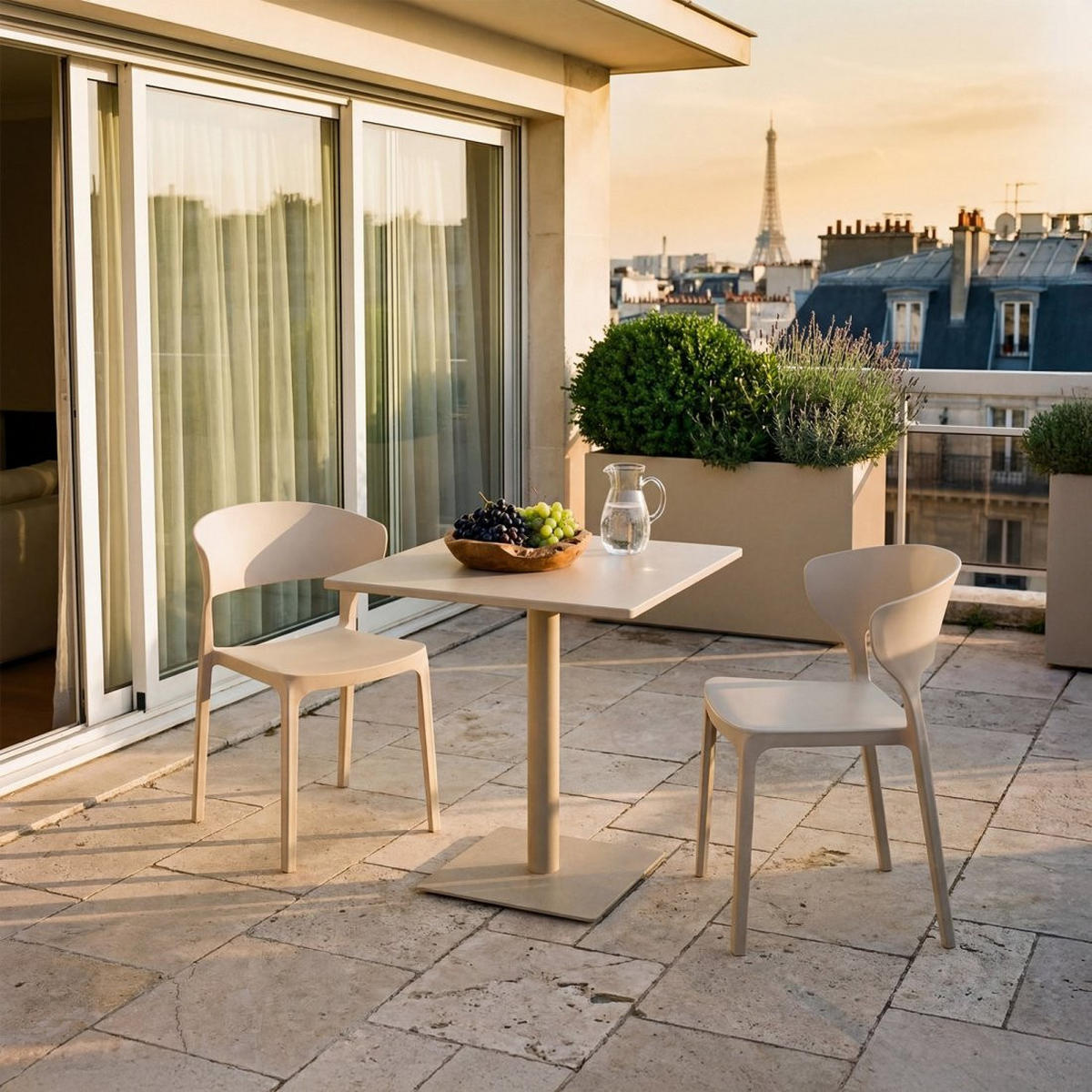 GARTENSTUHL Serin Beige 48 cm x 76 cm 4er-Set - Beige, Kunststoff (48/76/52cm) - Klast Home