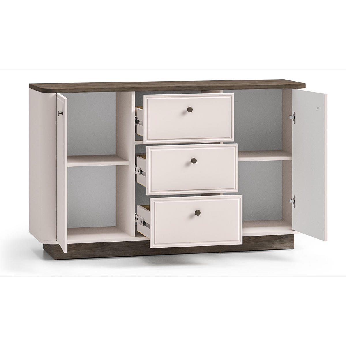 SIDEBOARD Vilavio Kaschmir/Eicheoptik Dunkel 138 cm - Taupe/Dunkelbraun, Holzwerkstoff/Metall (138/85/40cm) - Selsey