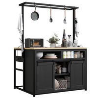 KÜCHENSCHRANK mit Arbeitsplatte und Stromanschluss 107 x 62 x 183 cm Schwarz - Schwarz, Metall (62/183/107cm) - Beauniv