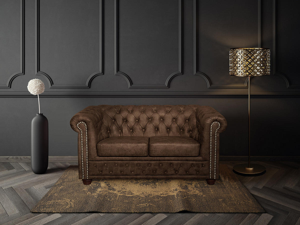 2-SITZER SOFA - Dunkelbraun, Birkenholz/Kunststoff (148/72/86cm) - home24