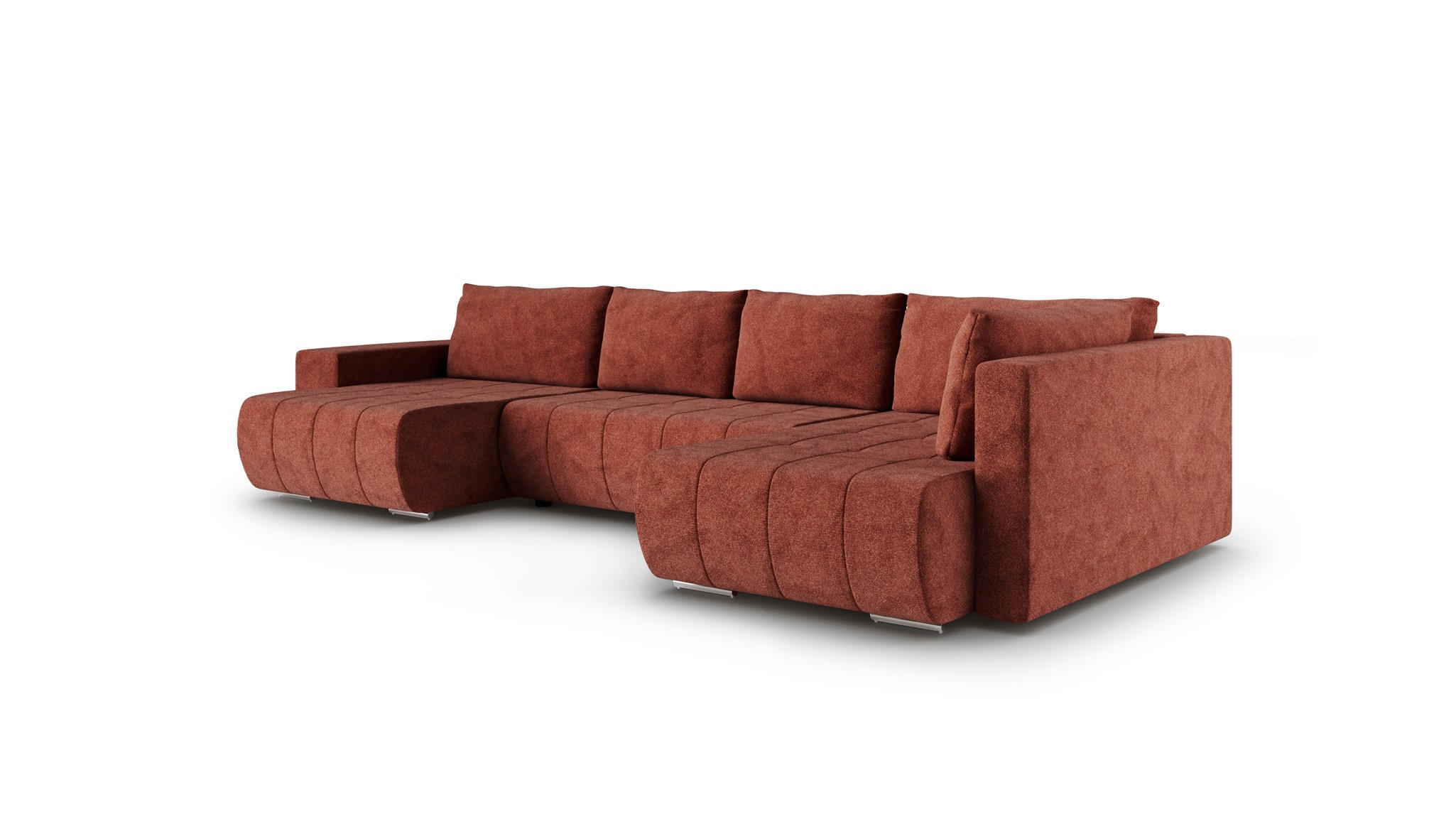 WOHNLANDSCHAFT Armanda - Rotbraun, Holzwerkstoff/Textil (185/83/392cm) - Fun Möbel