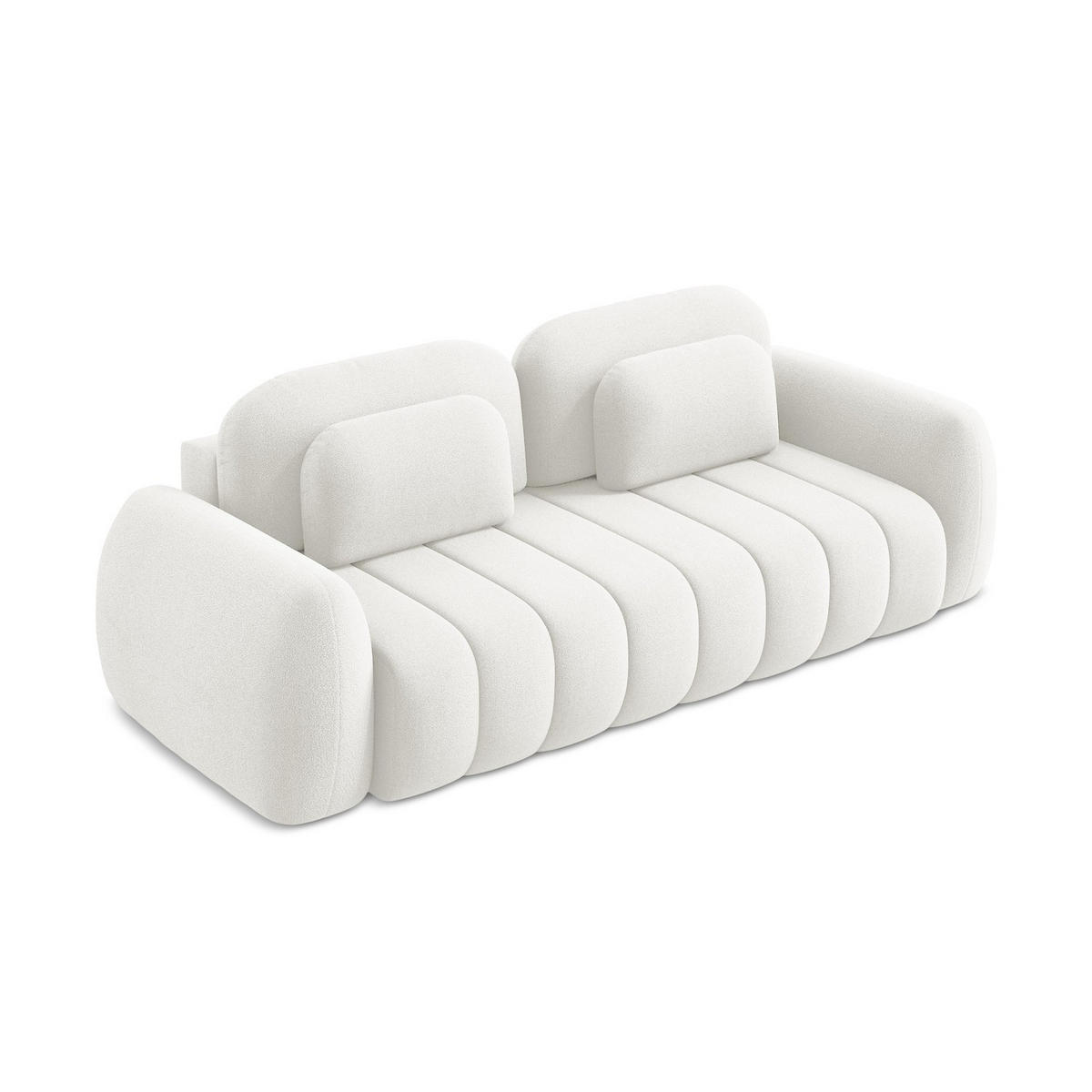 3-SITZER SOFA mit Schlaffunktion Bouclé Stoff Weiß - Schwarz/Weiß, Holzwerkstoff/Kunststoff (266/95/121cm) - LaMiaSofa