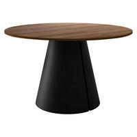 ESSTISCH Calma 100 - Nussbaumfarben/Schwarz, Holzwerkstoff/Metall (100/100/76cm) - MIRJAN24