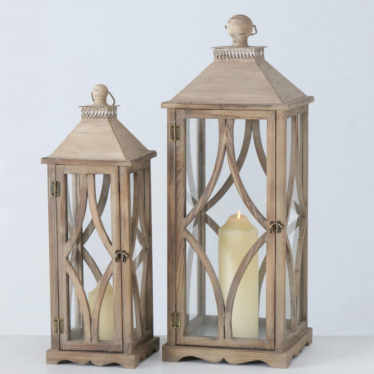 HOLZLATERNE groß Karol - Braun, Holz (28/75/28cm) - Boltze Home