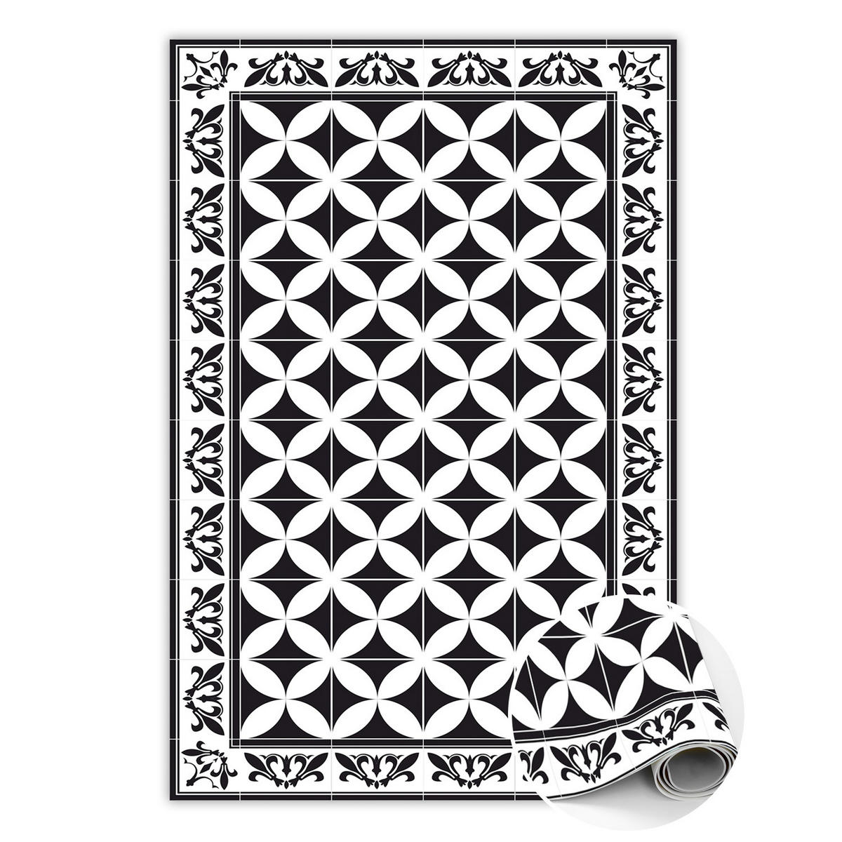 VINYL TEPPICH 150x225 cm Spanische Kacheln - Schwarz/Weiß, Kunststoff (150/225cm) - TULUP