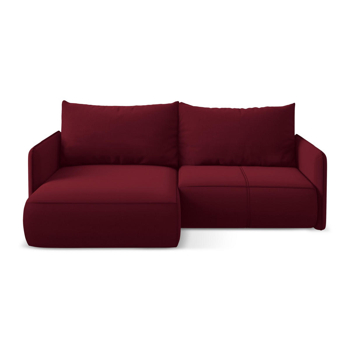 ECKSOFA mit Schlaffunktion Samt Stoff Rot - Bordeaux/Rot, Kunststoff/Textil (148/207cm) - LaMiaSofa