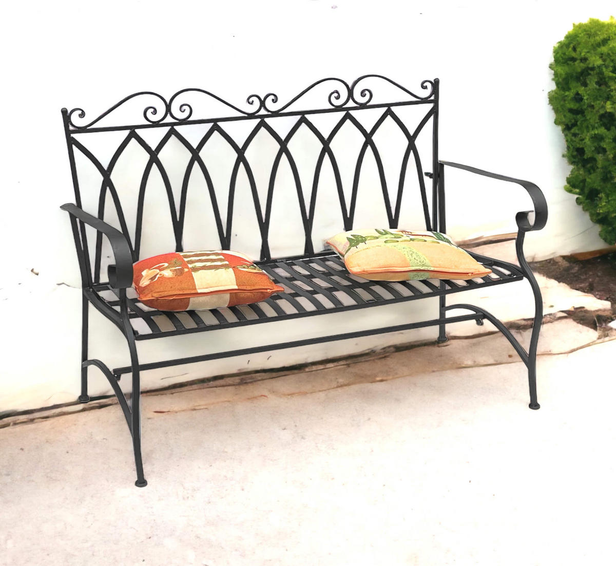GARTENBANK Metall 2 Sitzer Dunkelbraun 120 cm 18940 - Schwarz, Metall (120/96/55cm) - DanDiBo