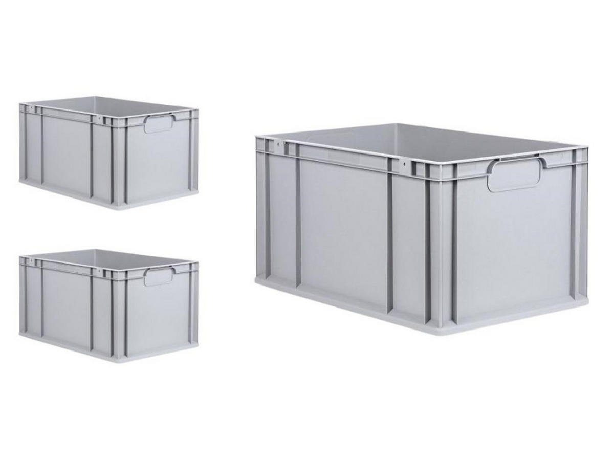EUROBOX 3x Nextgen Economy Griffe Geschlossen 32x40x60cm 65 Liter - Grau, Kunststoff (40/32/60cm) - PROREGAL