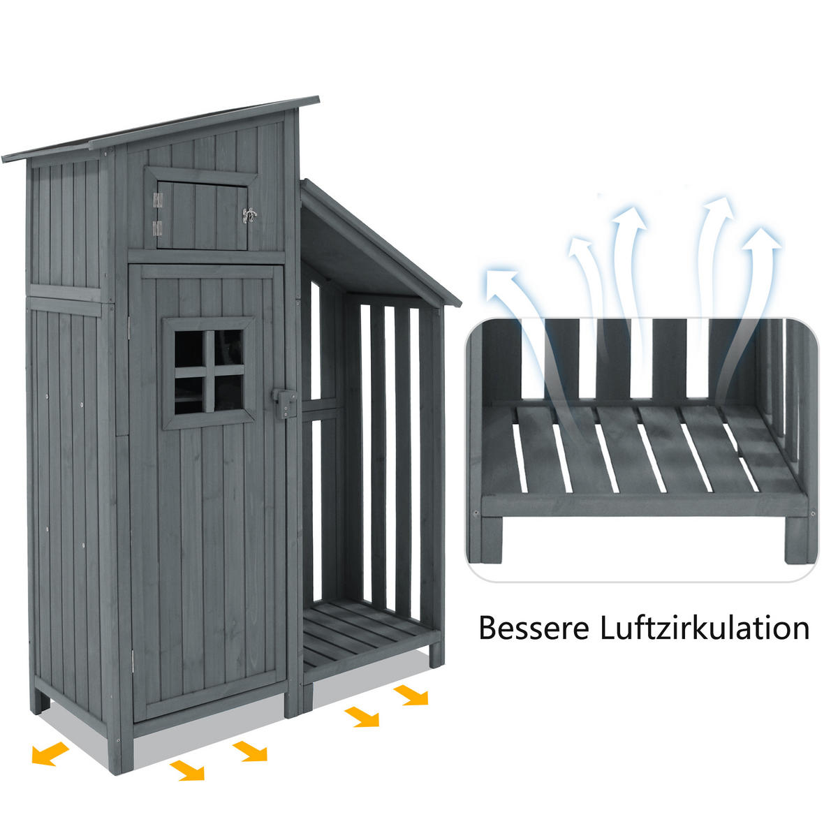 GERÄTEHAUS 124x46x174cm Grau Für Kleine Gärten - Grau, Holzwerkstoff (46/174/124cm) - FLIEKS