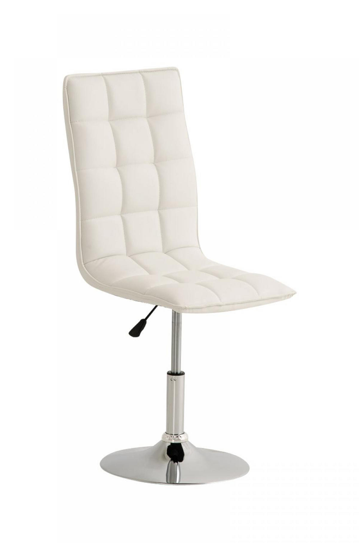 DREHSTUHL Lederlook weiß - Chromfarben/Weiß, Textil/Metall (43/90/56cm) - CLP