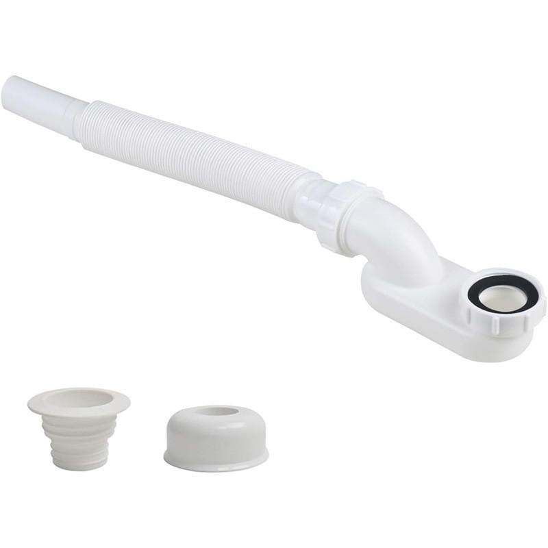 BADEWANNEN-ABLAUFROHR – (Ablaufrohr + Geruchsverschluss-Stopfen) – 1 1/2-Zoll-Siphon - Weiß, Kunststoff (20/5/10cm)