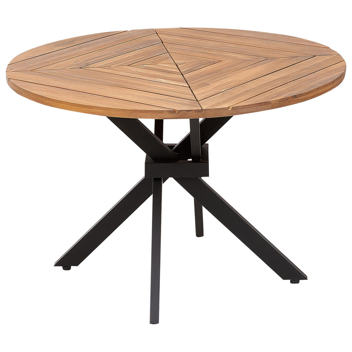 GARTENTISCH Heller Holzfarbton Iissone - Hellbraun/Schwarz, Holz (110/110/75cm) - Beliani