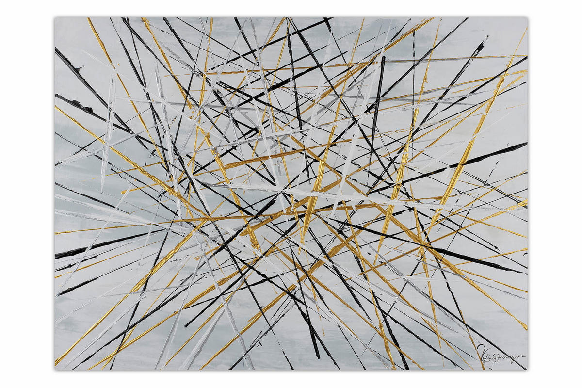 ACRYLBILD HANDGEMALT 100/75 cm - Schwarz/Weiß, Holz/Textil (2/75cm) - KUNSTLOFT