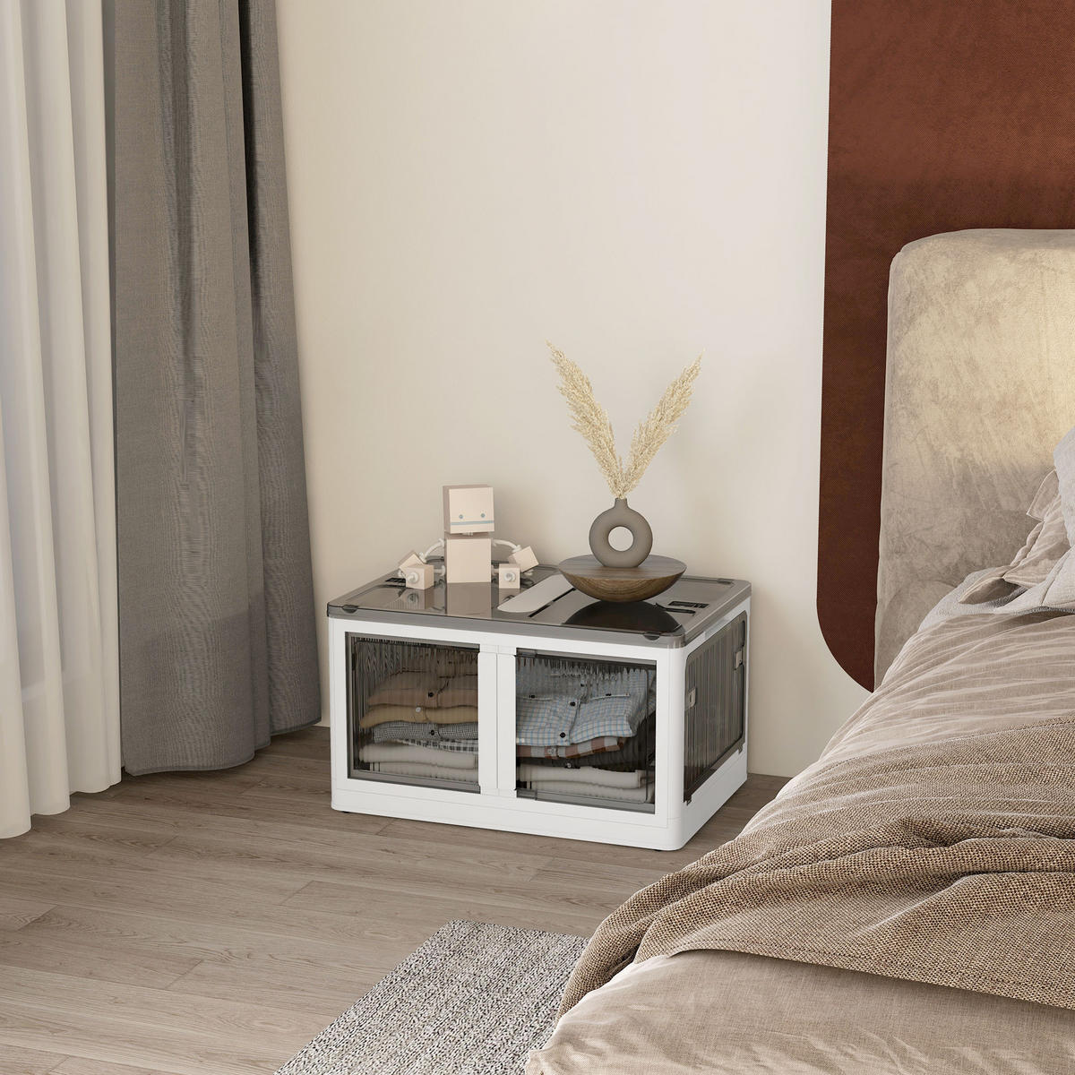 AUFBEWAHRUNGSBOX, Truhe 69L, Weiß - Weiß, Kunststoff (42/34/60cm) - HOMCOM