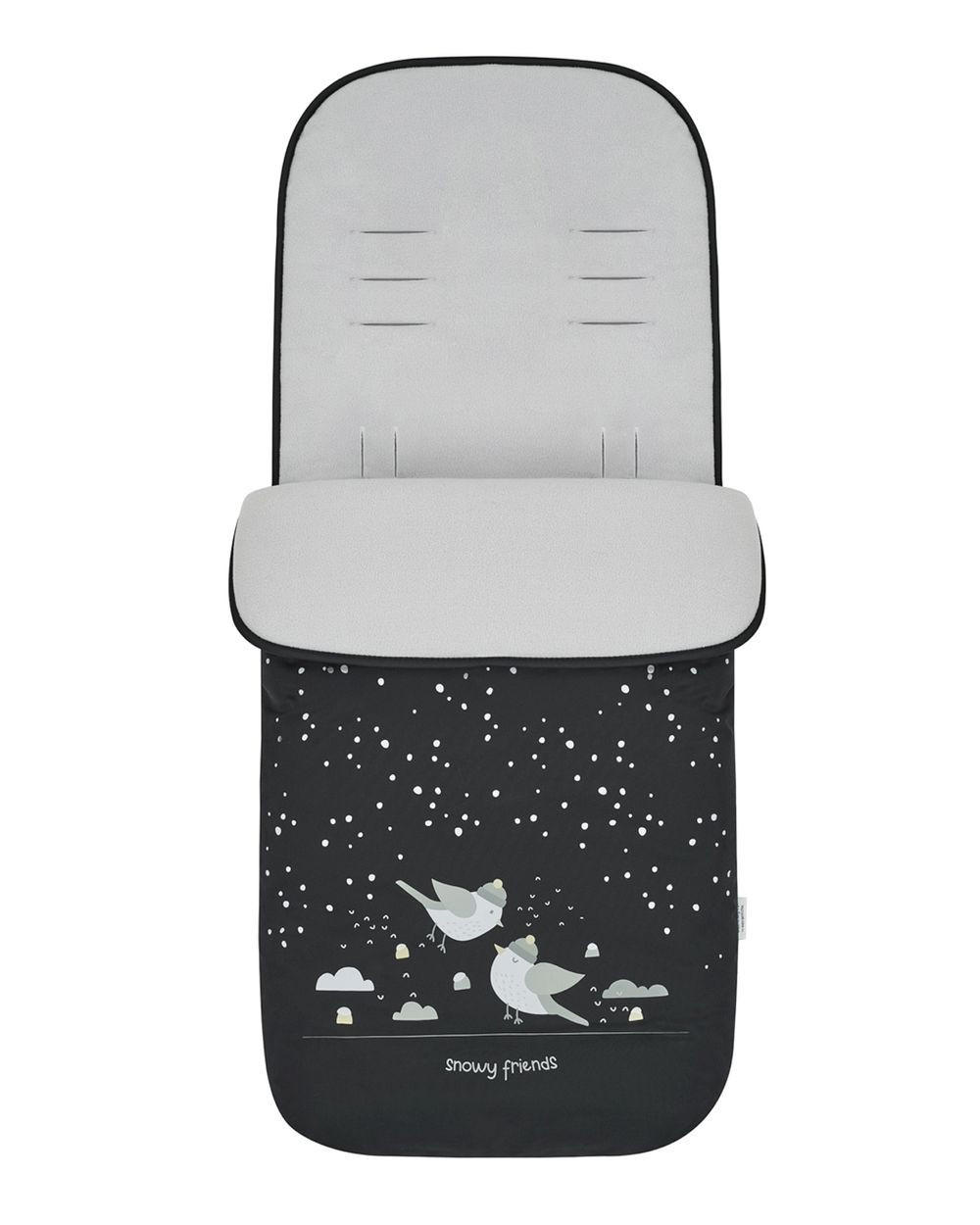FUSSSACK Polar Friends schwarz gemustert Fleecefutter, wasserabweisend, für 5-Punkt-Gurt, Reißverschluss - Schwarz, Textil (48/10/85cm) - Kikka boo