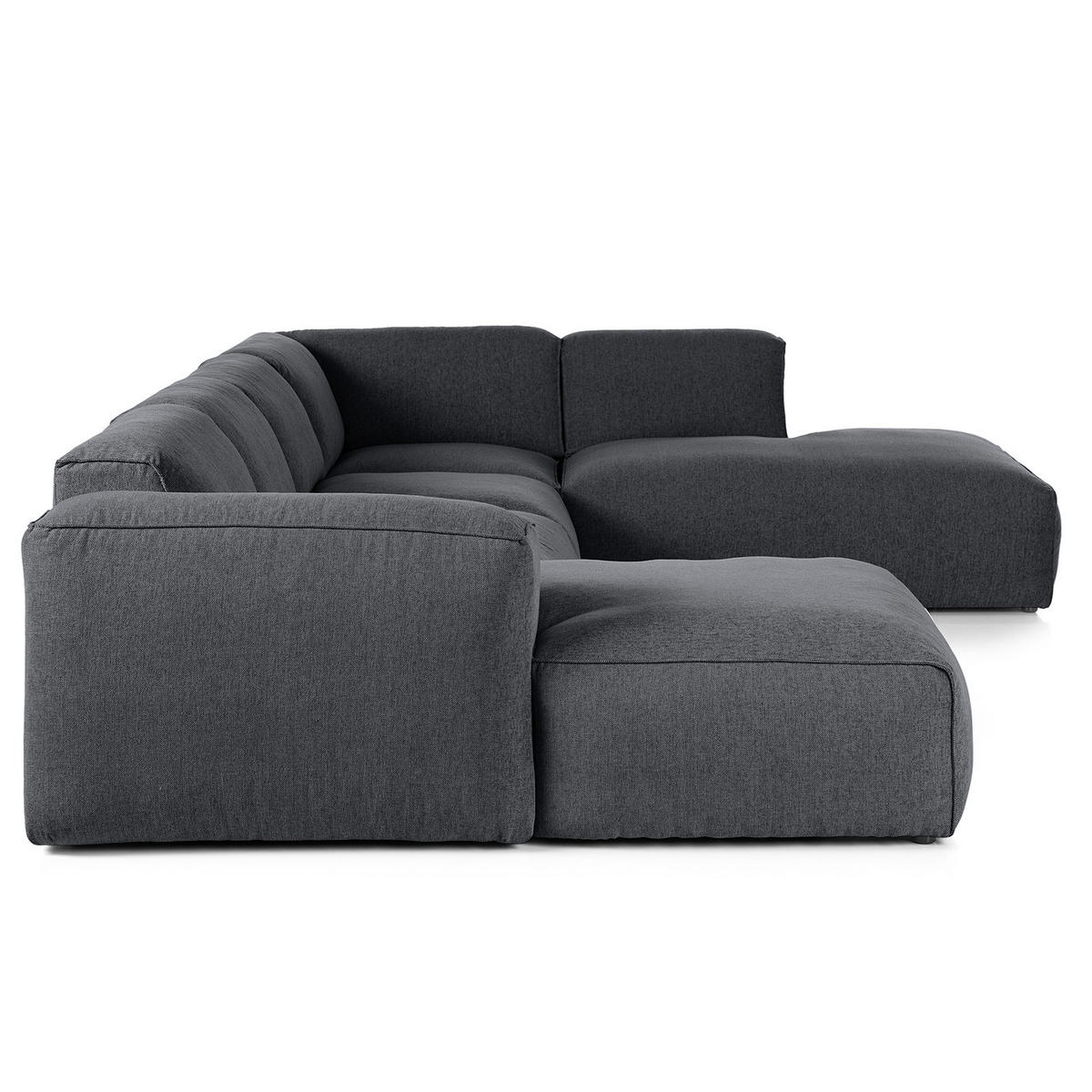 WOHNLANDSCHAFT mit Longchair - Schwarz/Grau, Kunststoff/Textil (325/71/235cm) - home24