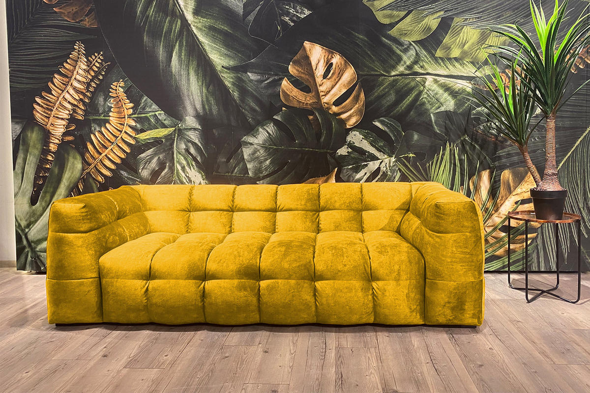 SOFA RIO Gelb Webstoff - Gelb/Schwarz, Textil (282/68/105cm) - KAWOLA