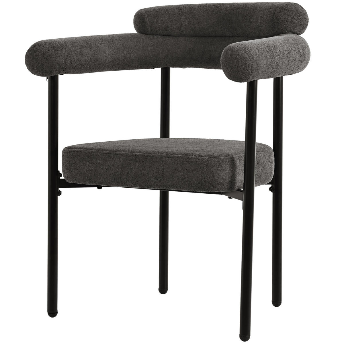 ESSZIMMERSTUHL mit ergonomischer Rückenlehne 70 x 62 x 84 cm Dunkelgrau 2er-Set - Dunkelgrau, Metall (62/84/70cm) - Meubliv