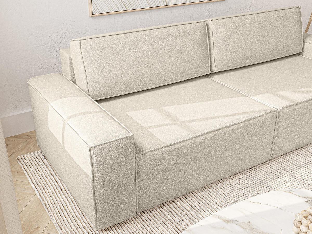 SOFA Lummo Mi mit Schlaffunktion, Beige - Beige, Textil (246/70/185cm) - Fedve