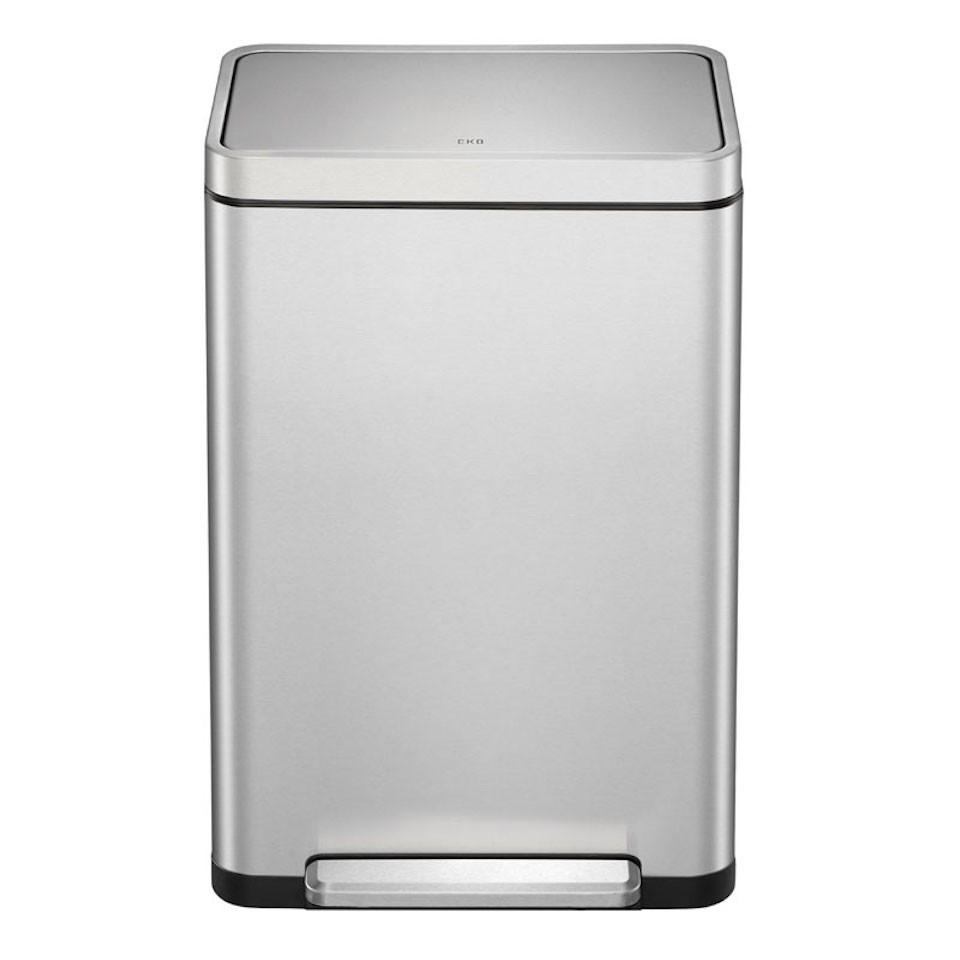 MÜLLEIMER Stilvoller Rechteckiger Mit Extra Breitem Pedal & Gedämpften Stay Open Deckel 65,2 x 43,3 x 33,4 cm 45 Liter Silber - Silberfarben, Metall (43.3/65.2/33.4cm) - PROREGAL
