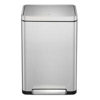 MÜLLEIMER Stilvoller Rechteckiger Mit Extra Breitem Pedal & Gedämpften Stay Open Deckel 65,2 x 43,3 x 33,4 cm 45 Liter Silber - Silberfarben, Metall (43.3/65.2/33.4cm) - PROREGAL