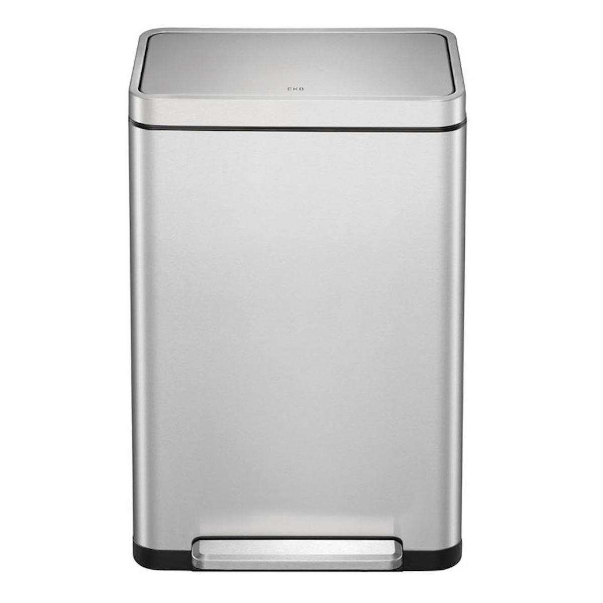 MÜLLEIMER Stilvoller Rechteckiger Mit Extra Breitem Pedal & Gedämpften Stay Open Deckel 65,2 x 43,3 x 33,4 cm 45 Liter Silber - Silberfarben, Metall (43.3/65.2/33.4cm) - PROREGAL