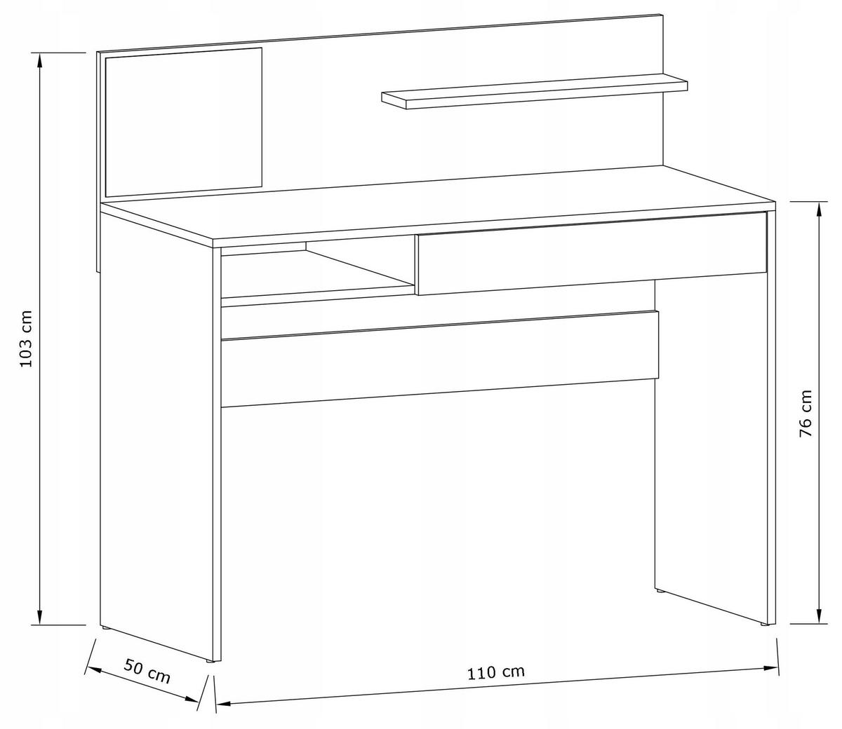 SCHREIBTISCH Magnet Weiß 110/50/103 cm - Weiß, Holzwerkstoff (50/110/103cm) - Matkam Möbel