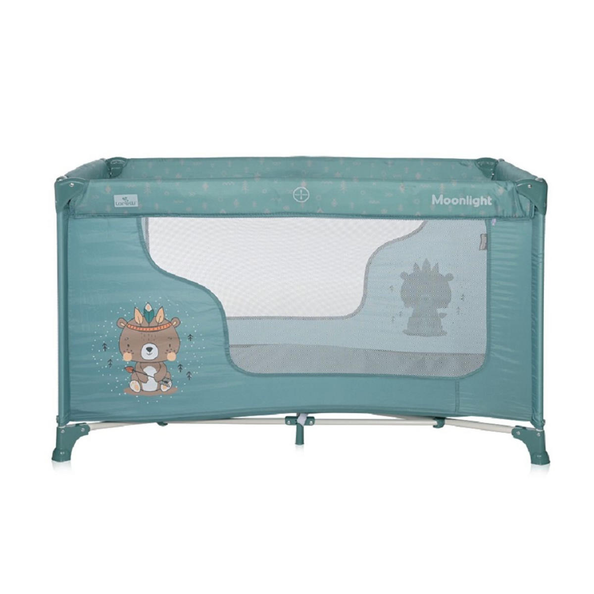 BABY REISEBETT Laufstall Moonlight grün seitliche Öffnung Tragetasche faltbar - Grün, Kunststoff (60/120cm) - Lorelli