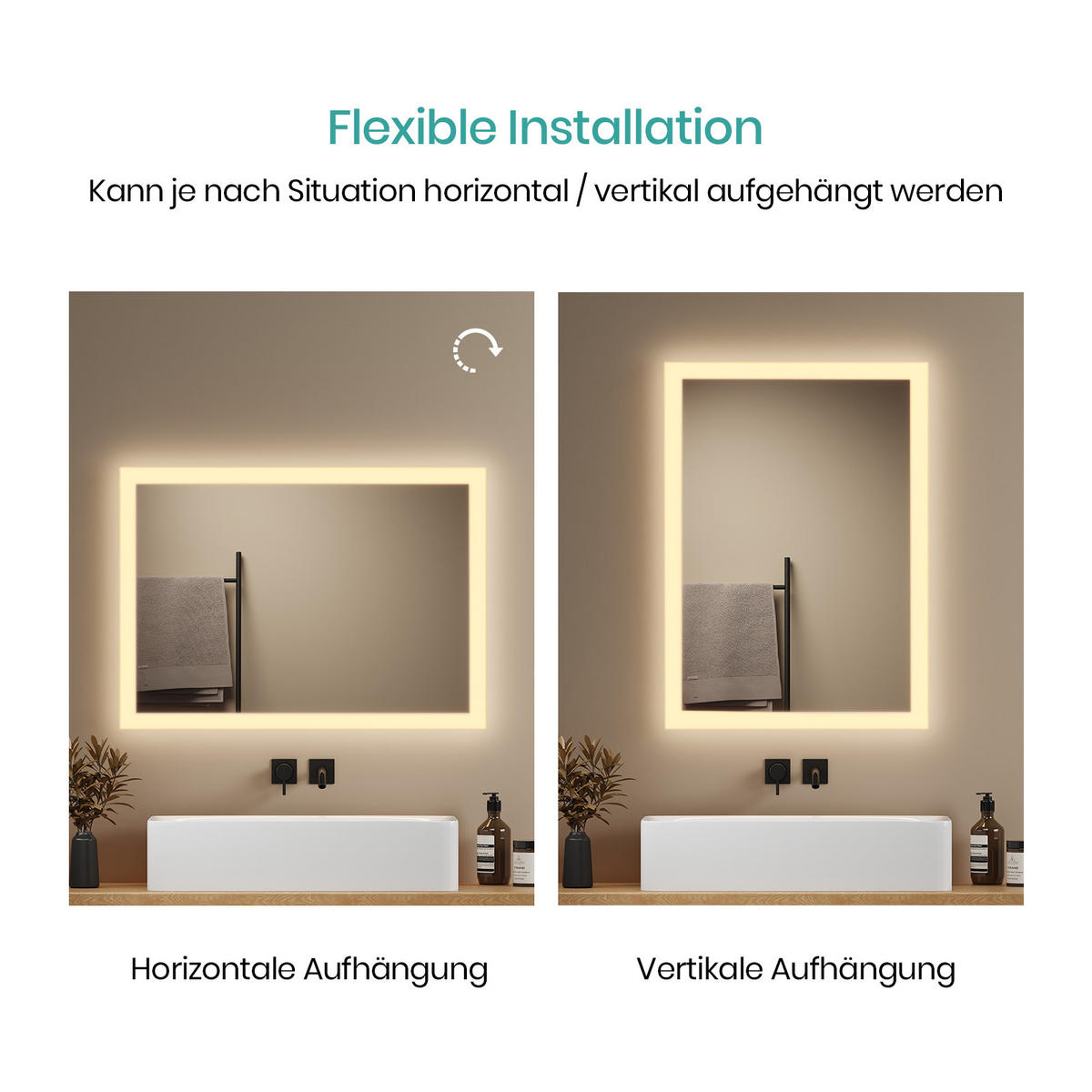 BADSPIEGEL mit Umweltfreundlicher Silberspiegel Beleuchtung 70/50/3,5 cm - Weiß, Glas (50/3.5/70cm) - EMKE