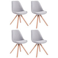 BESUCHERSTUHL Toulon, 4er Set Stoff, Gestell Holz Square Natura Grau - Naturfarben/Grau, Holz/Buchenholz (48/83/56cm) - TPFLiving
