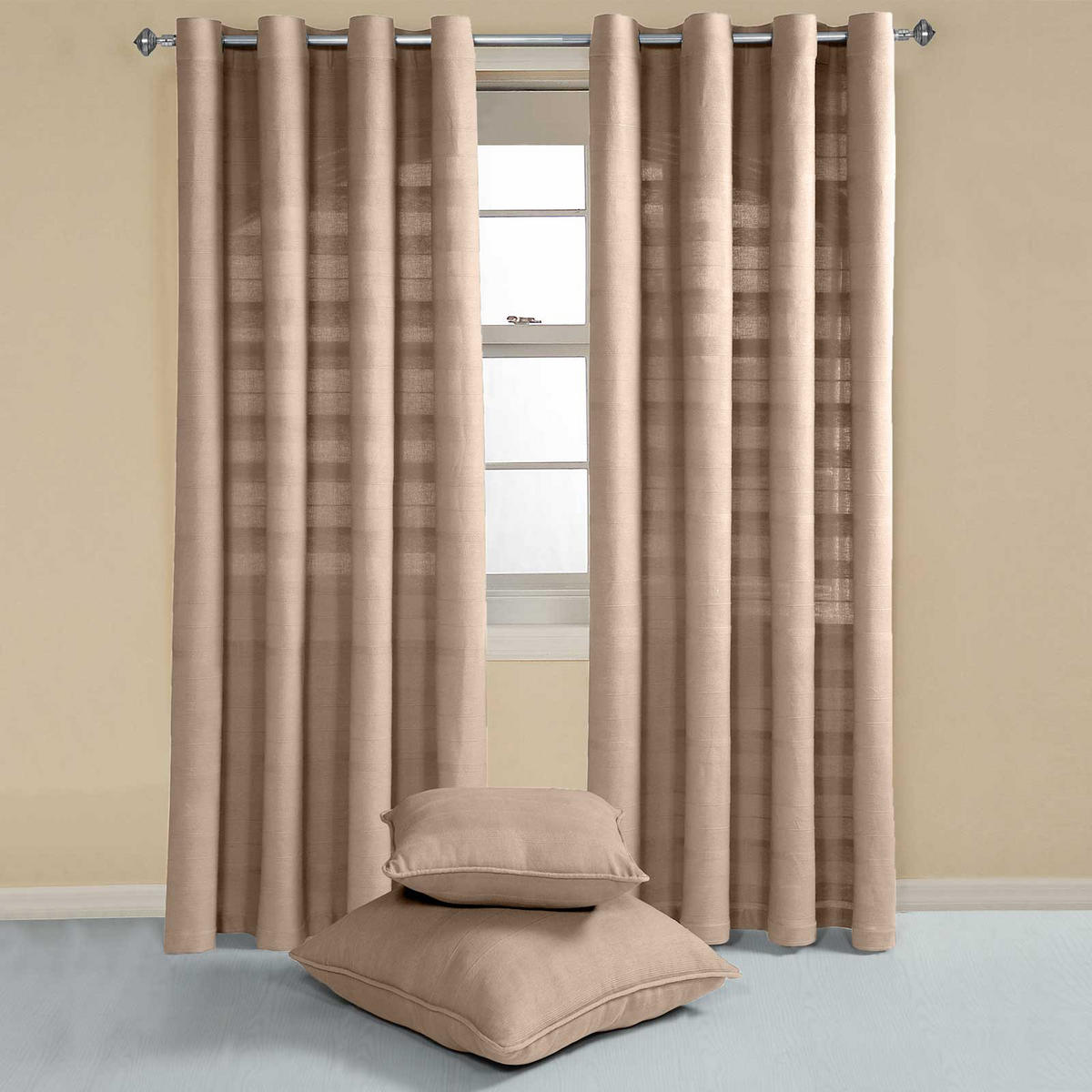 ÖSENVORHANG Rajput blickdicht 2er-Set, 167/182 cm - Beige, Textil (167/182cm) - Homescapes