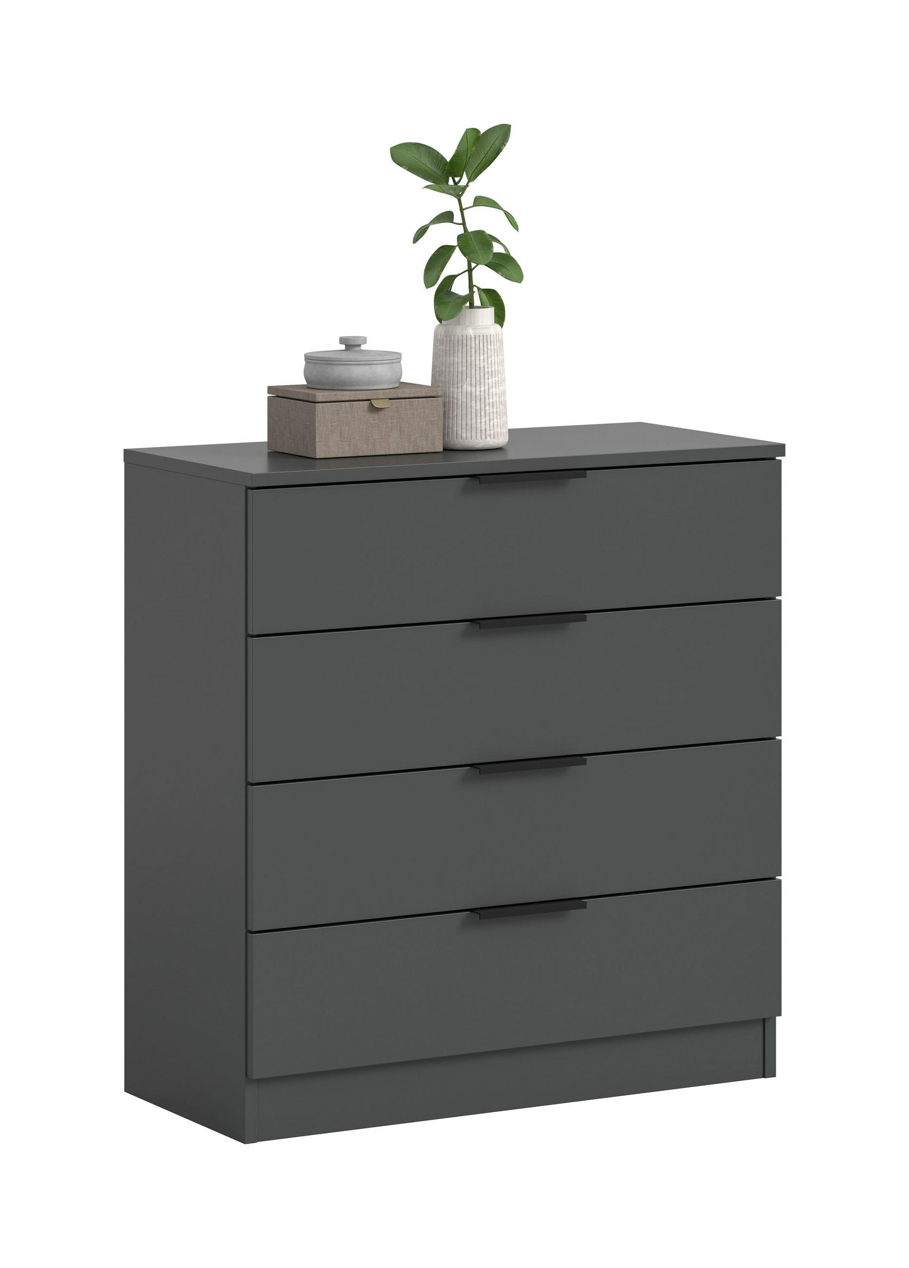 KOMMODE Alvas (B/H/T: ca. 74/80/35 cm) in anthrazit/anthrazit - Anthrazit, Holzwerkstoff (74/80/35cm)
