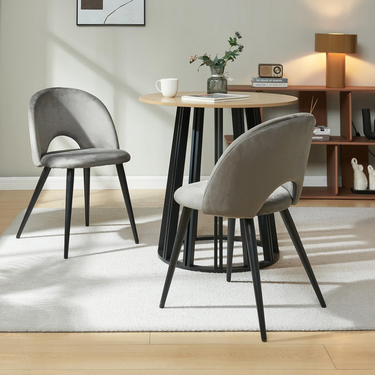 ESSZIMMERSTUHL-SET 4 TLG. Karijoki - Schwarz/Grau, Textil/Metall (50/77/55cm) - [en.casa]