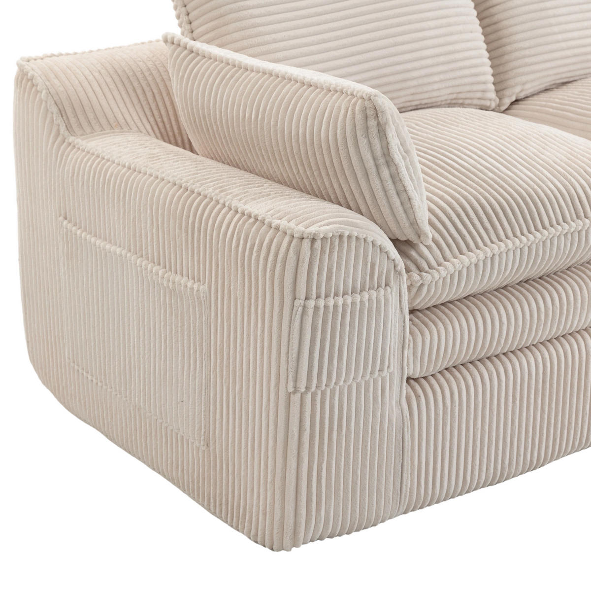 SOFA 2-Sitzer 191 x 94 cm Cord Beige mit Seitentaschen - Beige, Kunststoff (94/85/191cm) - Meubliv