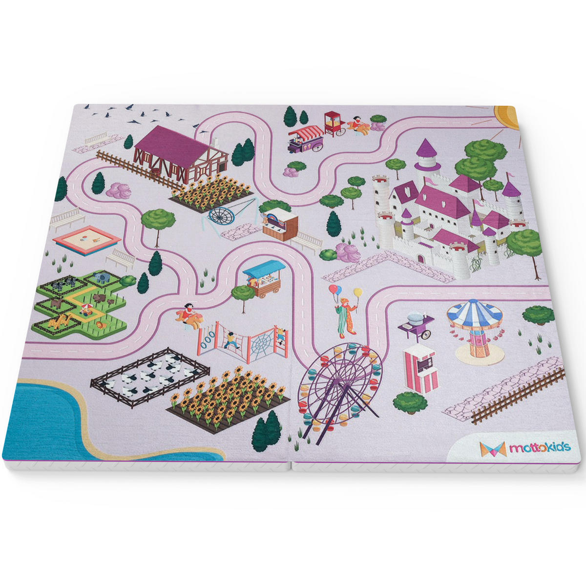SPIELTEPPICH & Kindermatratze 2in1 Spiel und Schlafmatte Mädchen - Multicolor/Rosa, Textil (130/140cm) - Gowoll