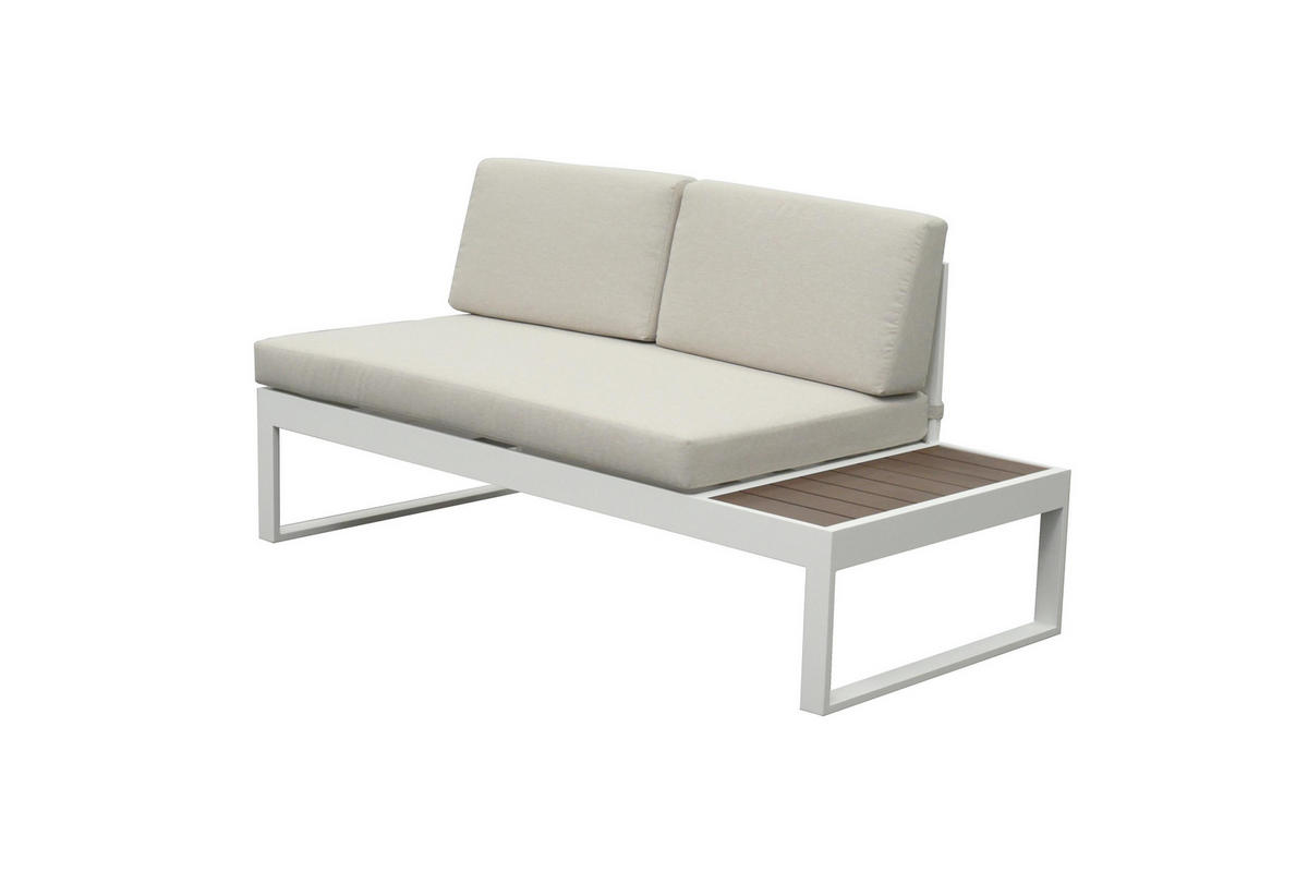 LOUNGE-SET Lima Weiß 5-Sitzer Aluminium mit Couchtisch in Holzoptik - Weiß, Kunststoff - bellavista - Home & Garden
