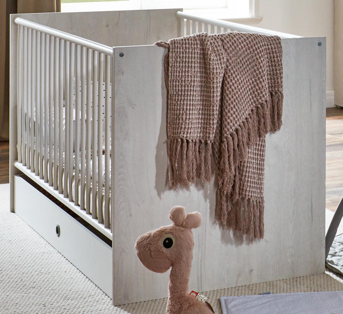 BABYZIMMER SET Emily 3-tlg. - Eichefarben/Silberfarben, Holzwerkstoff/Kunststoff (1/1/1cm) - arthur berndt