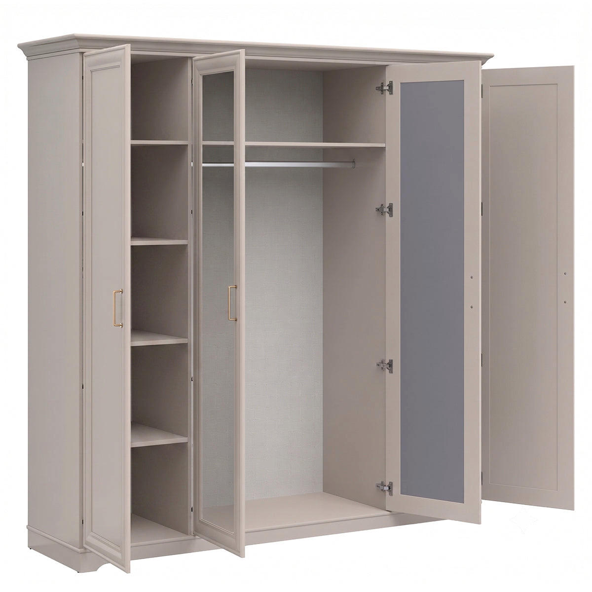 SCHRANK 4 Türen Perle Kaschmir - Beige, Holzwerkstoff (209.5/216/61cm) - Petits-meubles