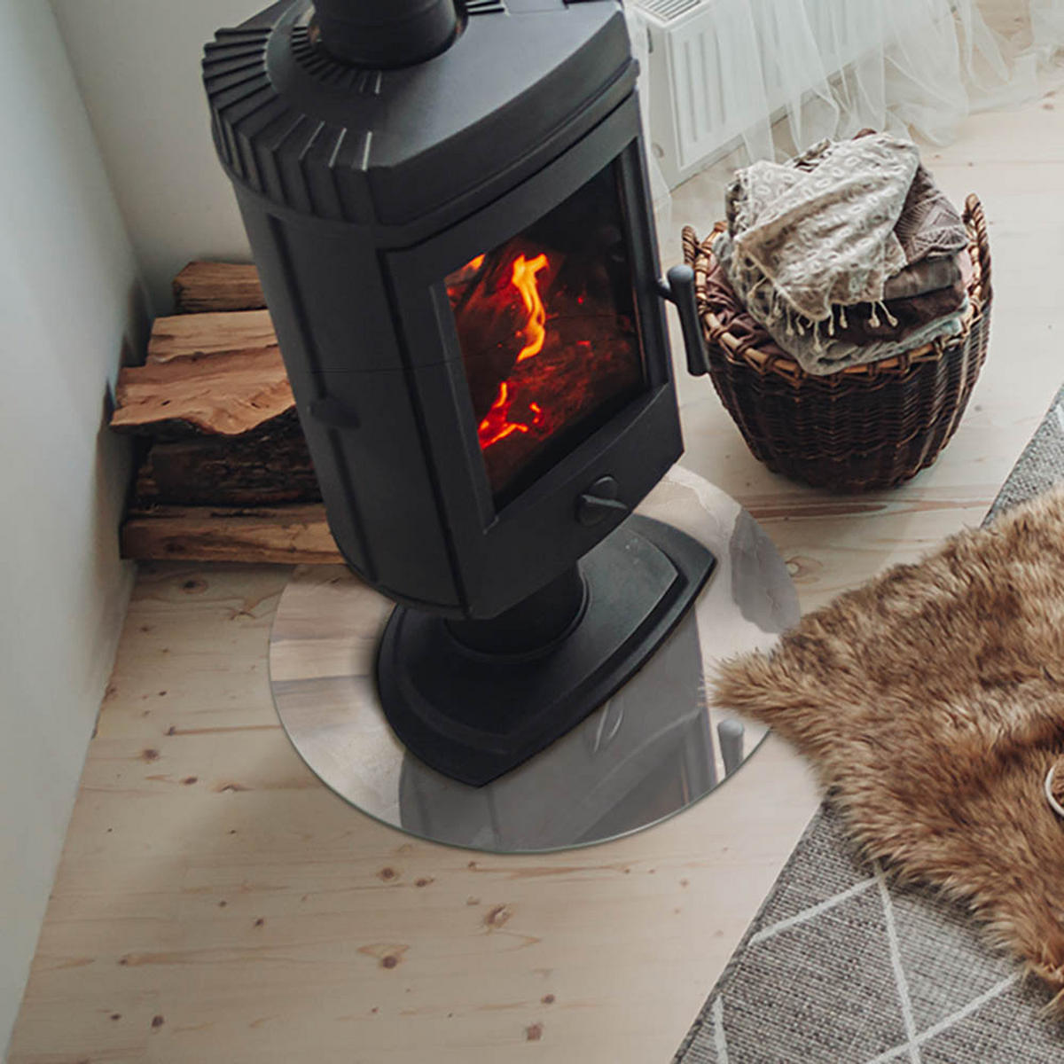 GLASPLATTE für Kamin Ø 50 cm Creme - Creme, Glas (50/50/0.4cm) - ArtPrintCave