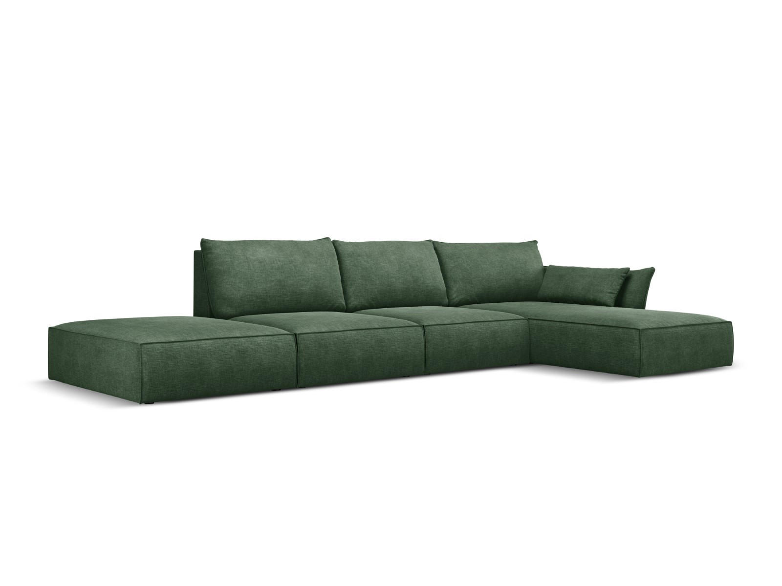 ECKSOFA rechts Kaelle aus Chenille-Stoff flaschengrün 5 Sitzplätze - Dunkelgrün, Textil (171/364cm) - Micadoni