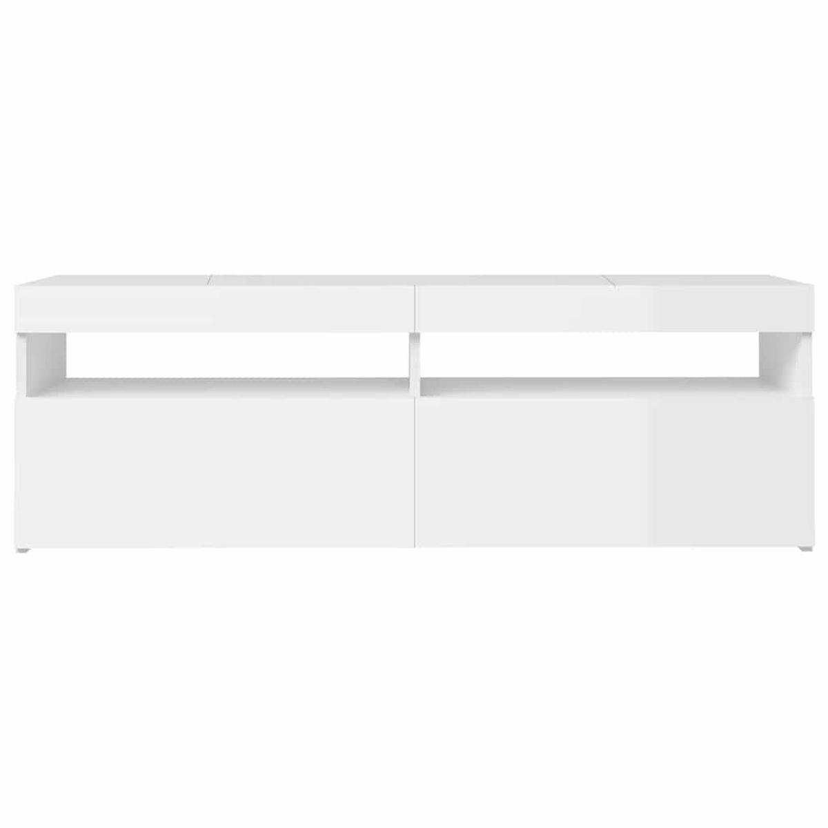 TV-SCHRANK Mit Led-Leuchten Hochglanz-Weiss 120/35/40 Cm - Weiß, Holzwerkstoff (35/40/60cm) - vidaXL